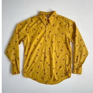 Vtg 70s Yellow Ladybug Penneys Button Up Long Sleeve Shirt GROOVY GROUP / Retro